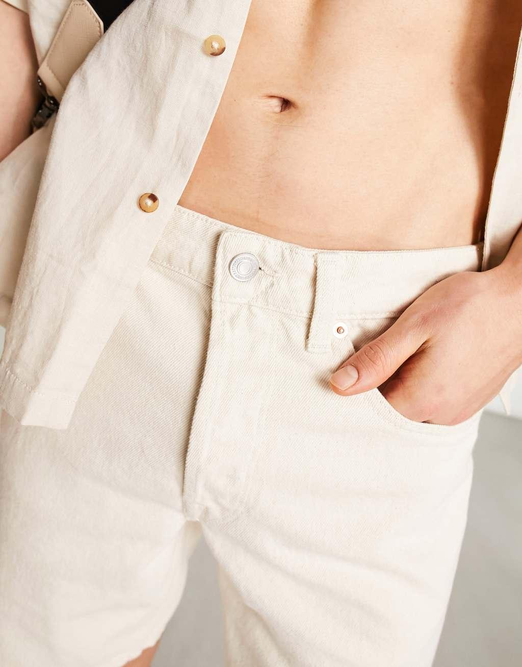 Only & Sons loose fit denim shorts in ecru Product Image