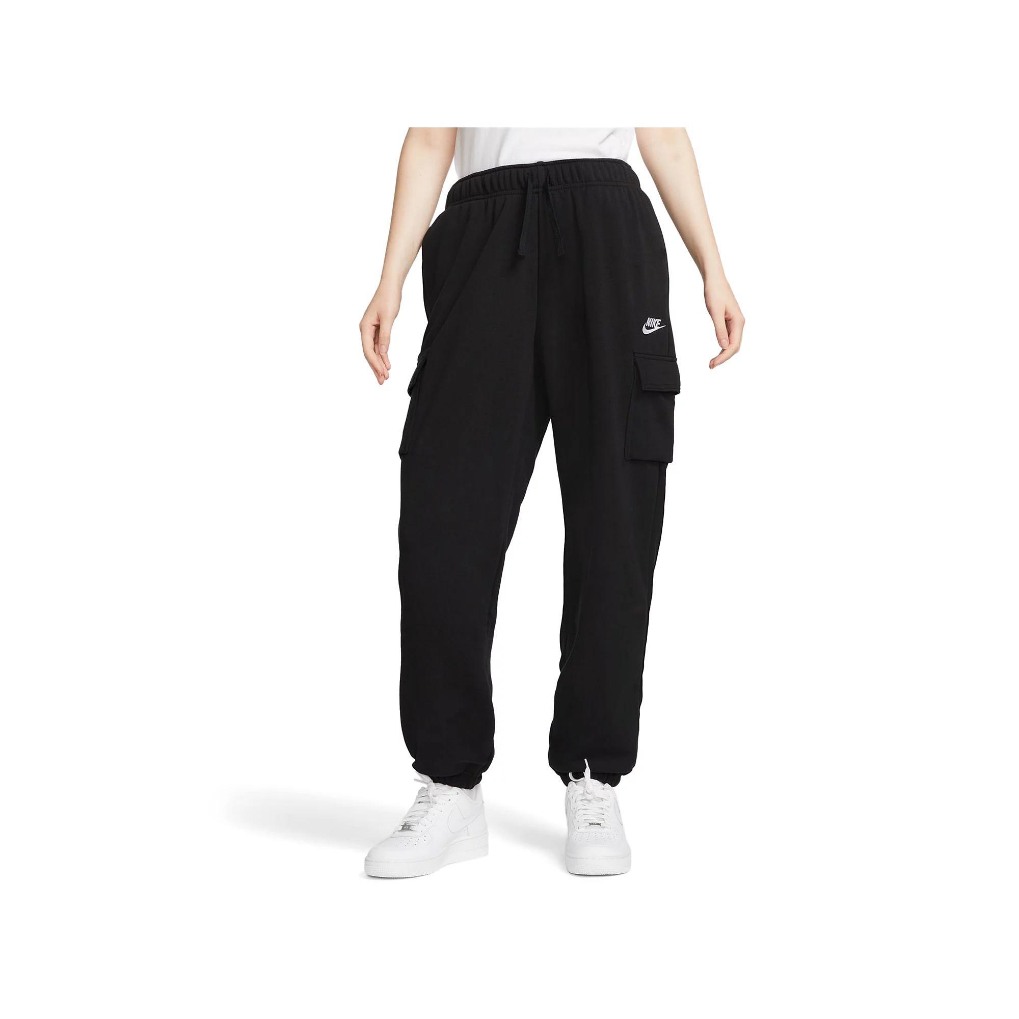 Women's Nike Sportswear Club Fleece Midrise Cargo Pants, Size: XL, Black Product Image