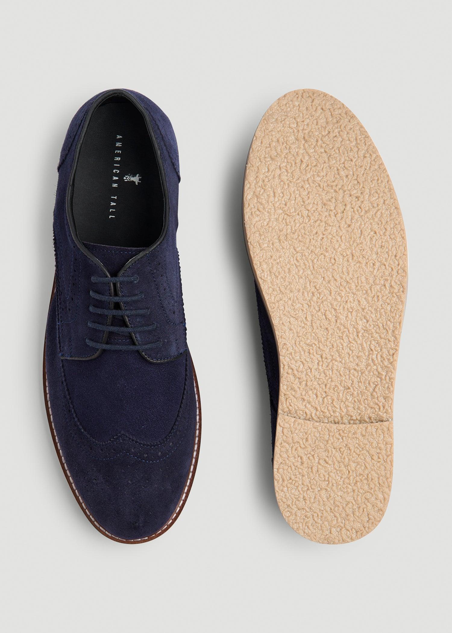 Suede Wingtip Oxfords for Tall Men in Dark Navy Product Image