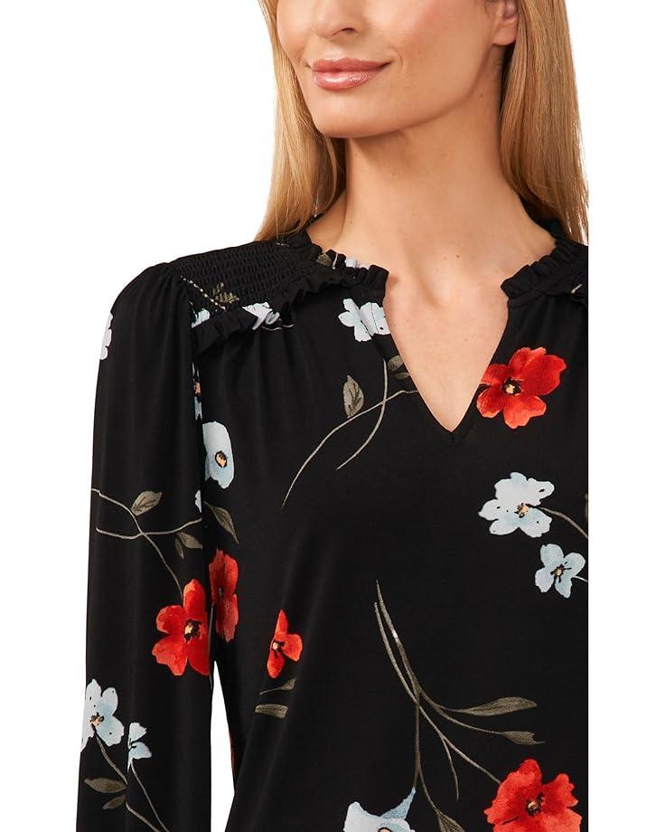3/4 Sleeve Ruffle Cuff Crew Neck Top Product Image