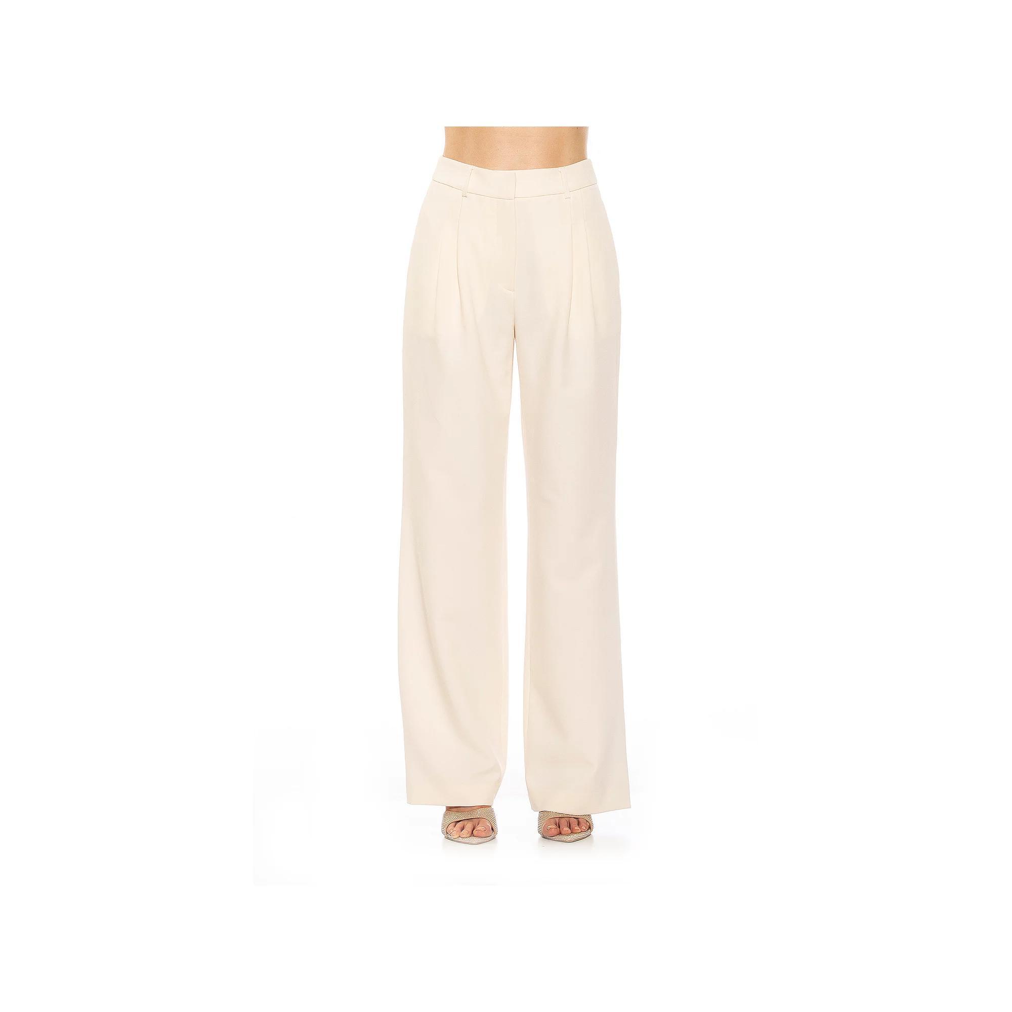 Women's ALEXIA ADMOR Ellie Wide Leg Pleated Pants, Size: 10, Ivory Product Image