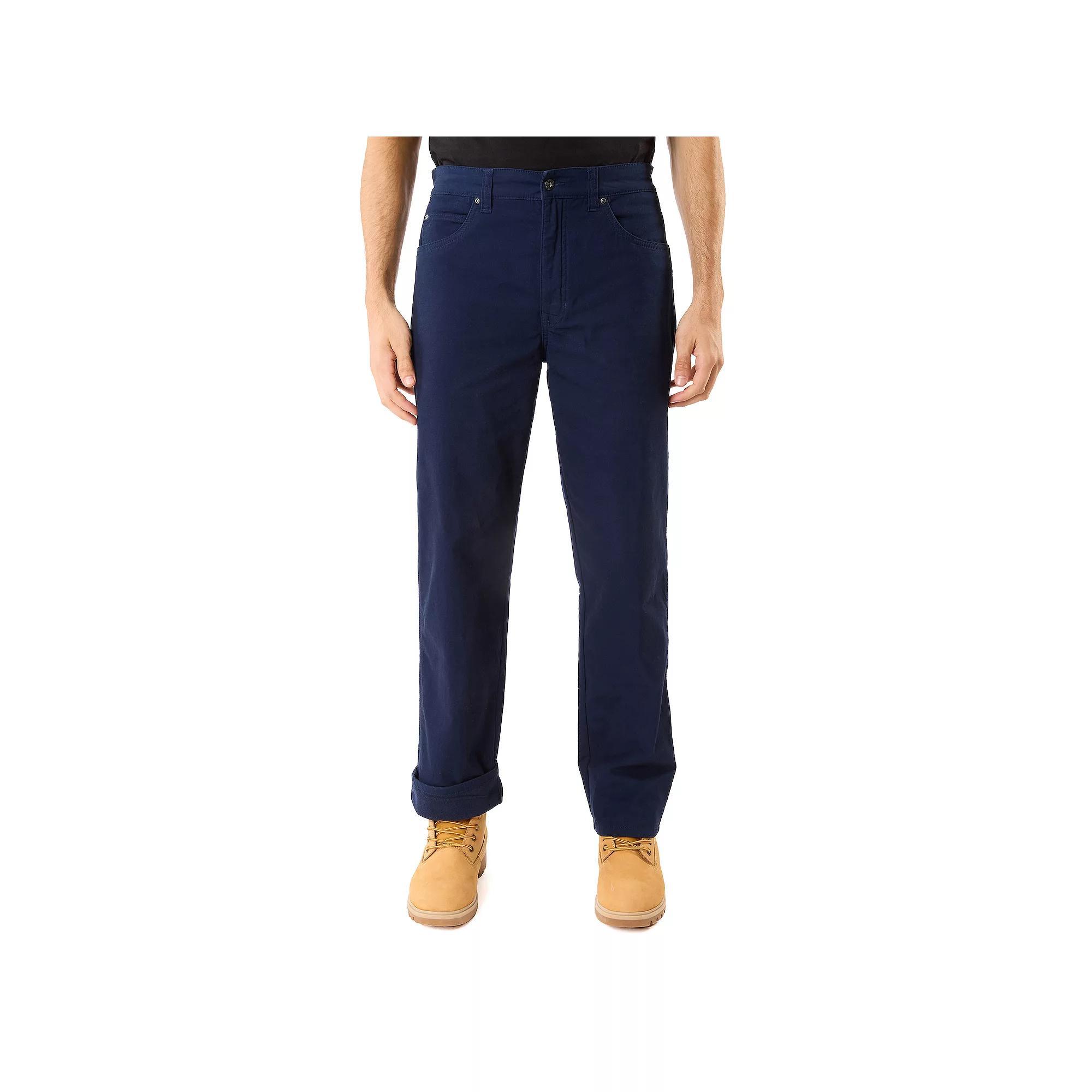 Men's Smith's Workwear Stretch Fleece-Lined Canvas 5-Pocket Pants, Size: 42X30, Green Product Image