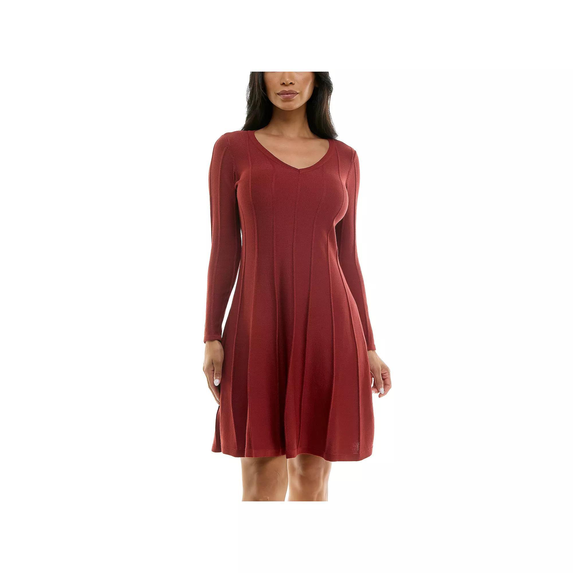 Women's Nina Leonard A-Line Sweater Dress, Size: Small, Black Plum Product Image