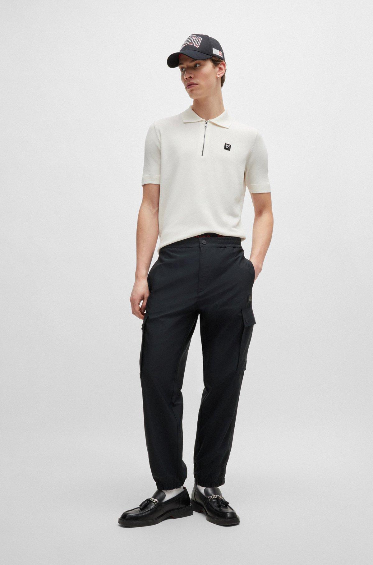 Zip-neck polo shirt with stacked logo Product Image