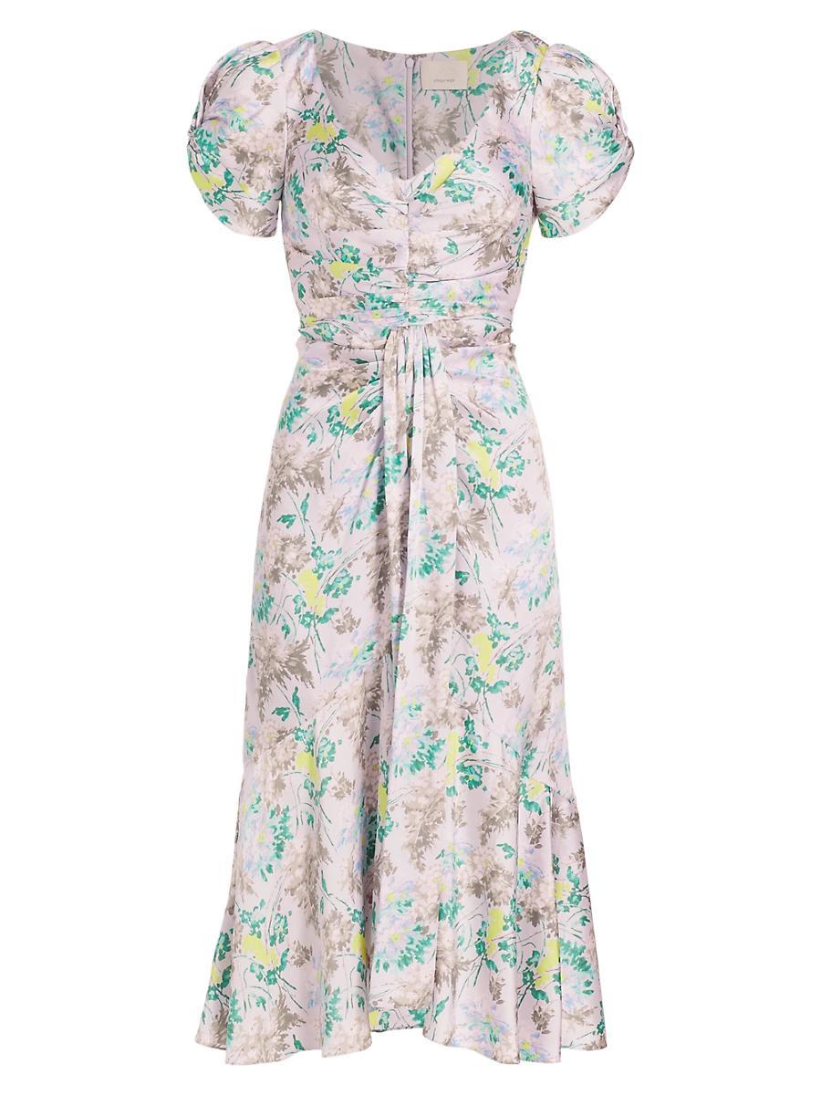 Womens Walker Floral Ruched Midi-Dress Product Image