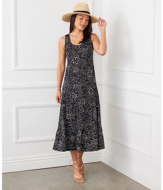 Karen Kane Floral Print Scoop Neck Sleeveless Tiered Midi Dress Product Image