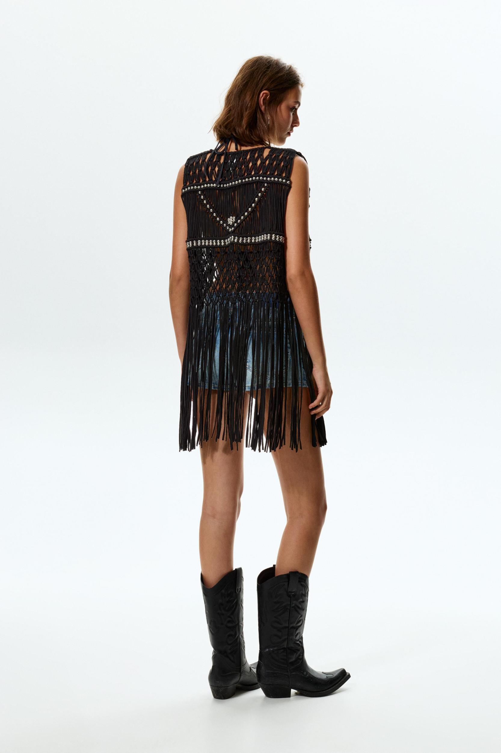 Beaded macramé vest Product Image