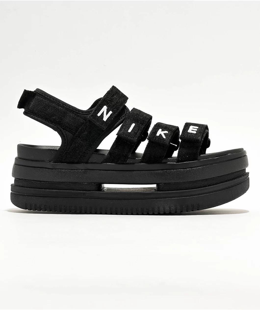 Nike Icon Classic SE Black & White Platform Sandals Product Image