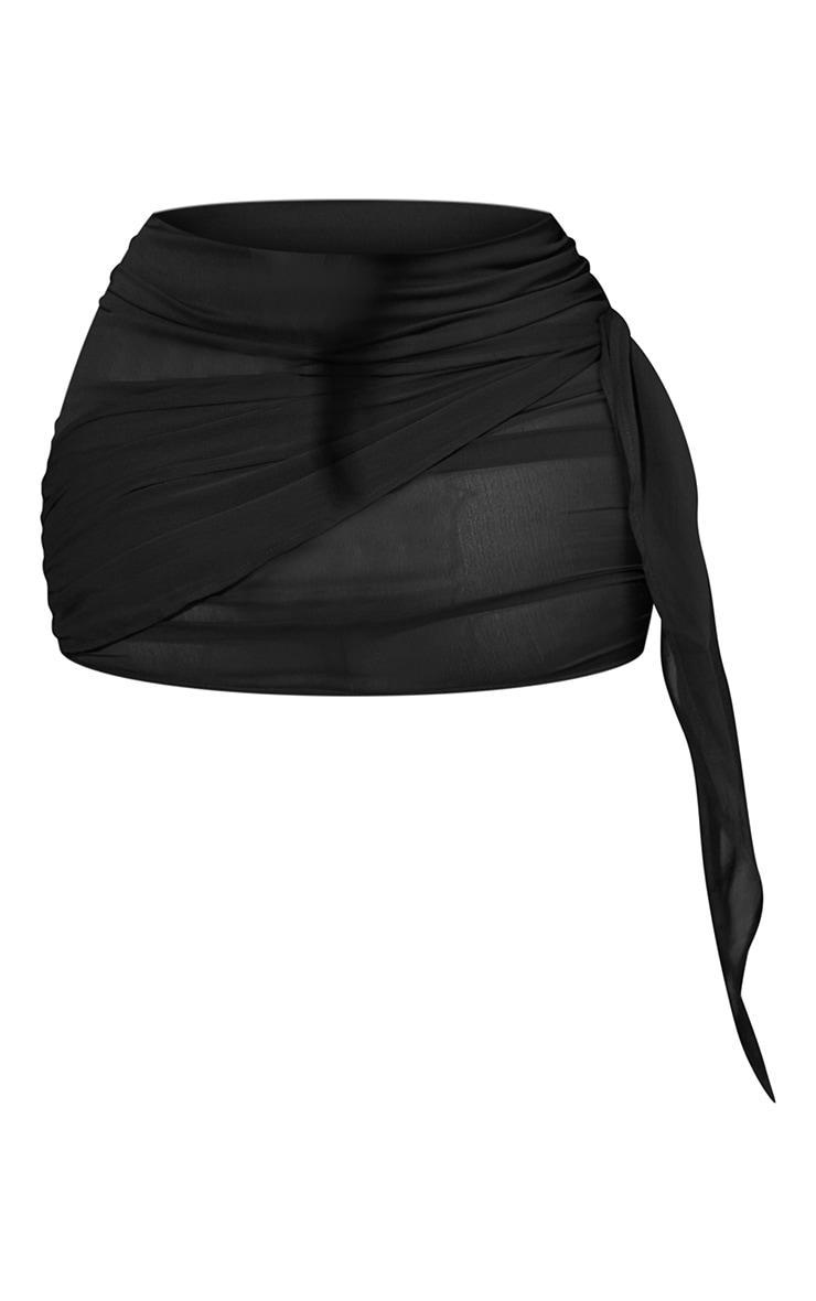 Plus Black Chiffon Ruched Beach Skirt Product Image