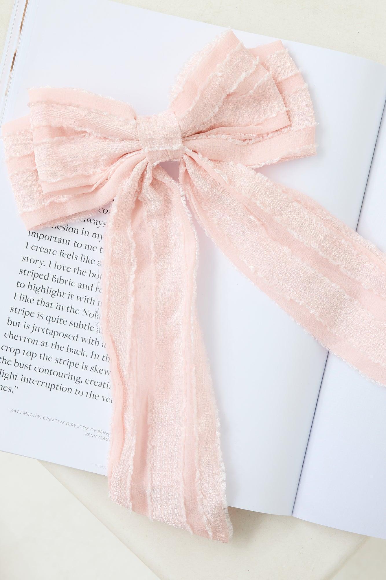 Textured Bow Hair Clip Pink Product Image