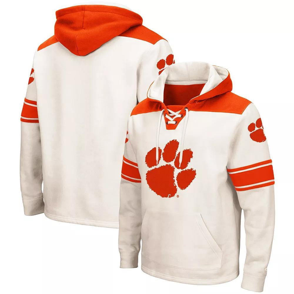 Men's Colosseum Cream Clemson Tigers 2.0 Lace-Up Pullover Hoodie, Size: 3XL, Beige Product Image