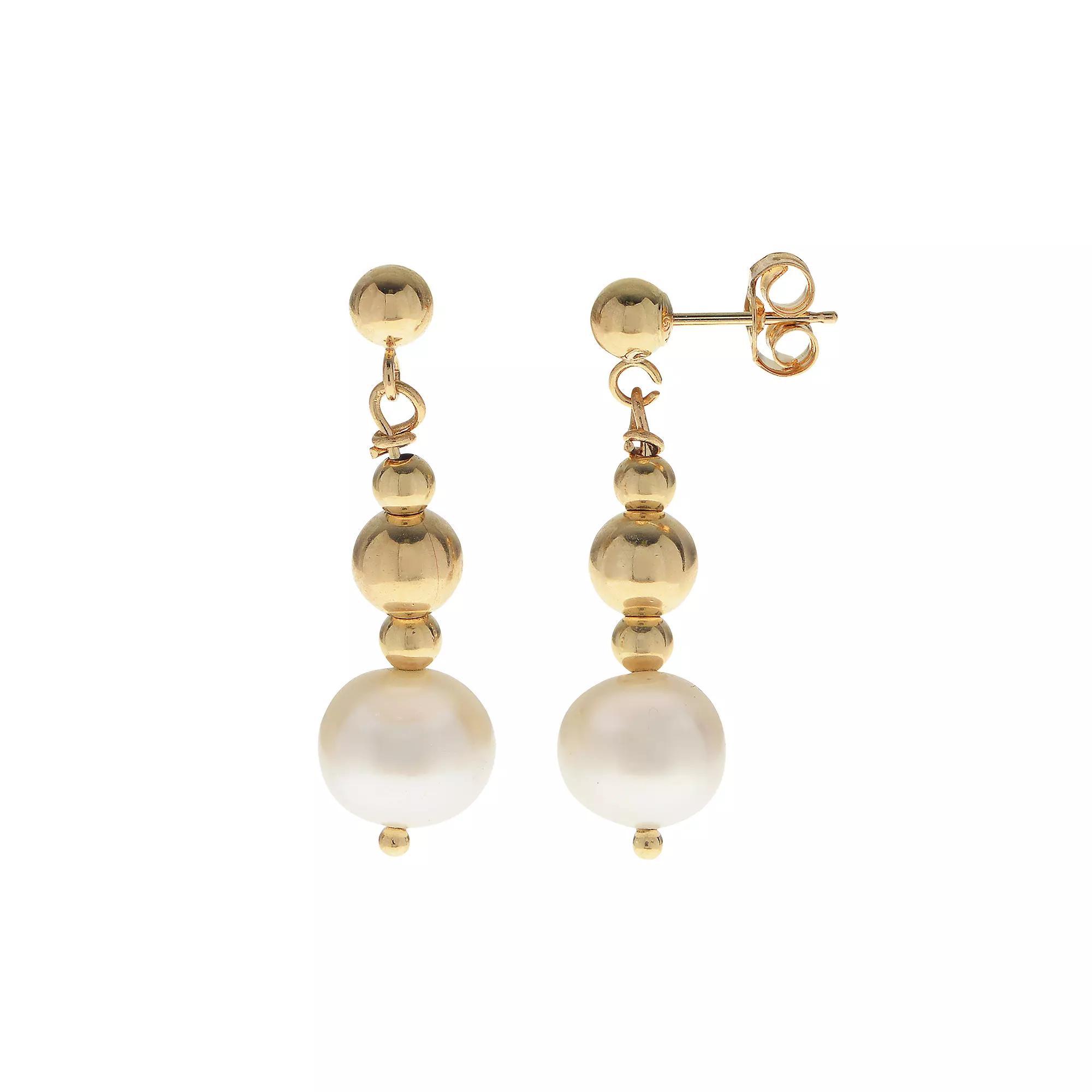 PearLustre by Imperial 14k Gold Filled Freshwater Cultured Pearl Beaded Drop Earrings, Womens, Gold Tone Product Image