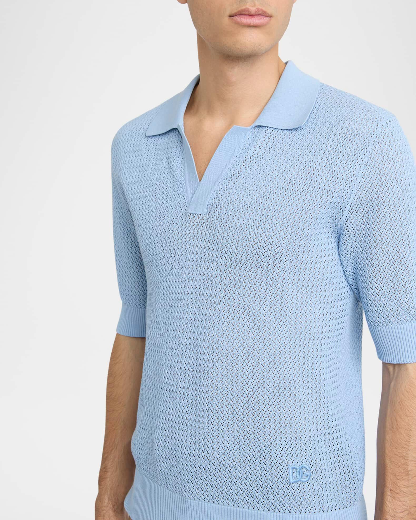 Men's Cotton Mesh Knit Johnny Collar Polo Shirt Product Image
