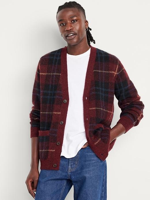 Plaid Cardigan Sweater Product Image