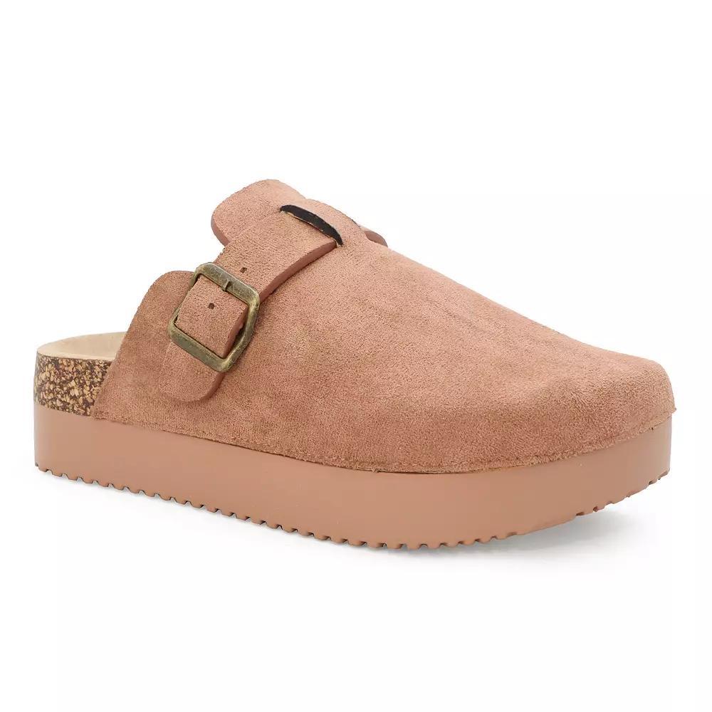 Yoki Claude-04 Women's Faux Suede Slip On Platform Clogs, Size: 6, Brown Product Image
