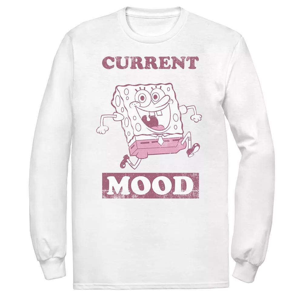 Men's Spongebob Spongebob Current Mood Pink Hue Portrait Long Sleeve Tee, Size: XXL, White Product Image