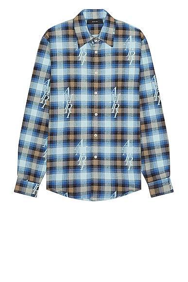 Amiri Staggered Plaid Flannel in Blue Product Image
