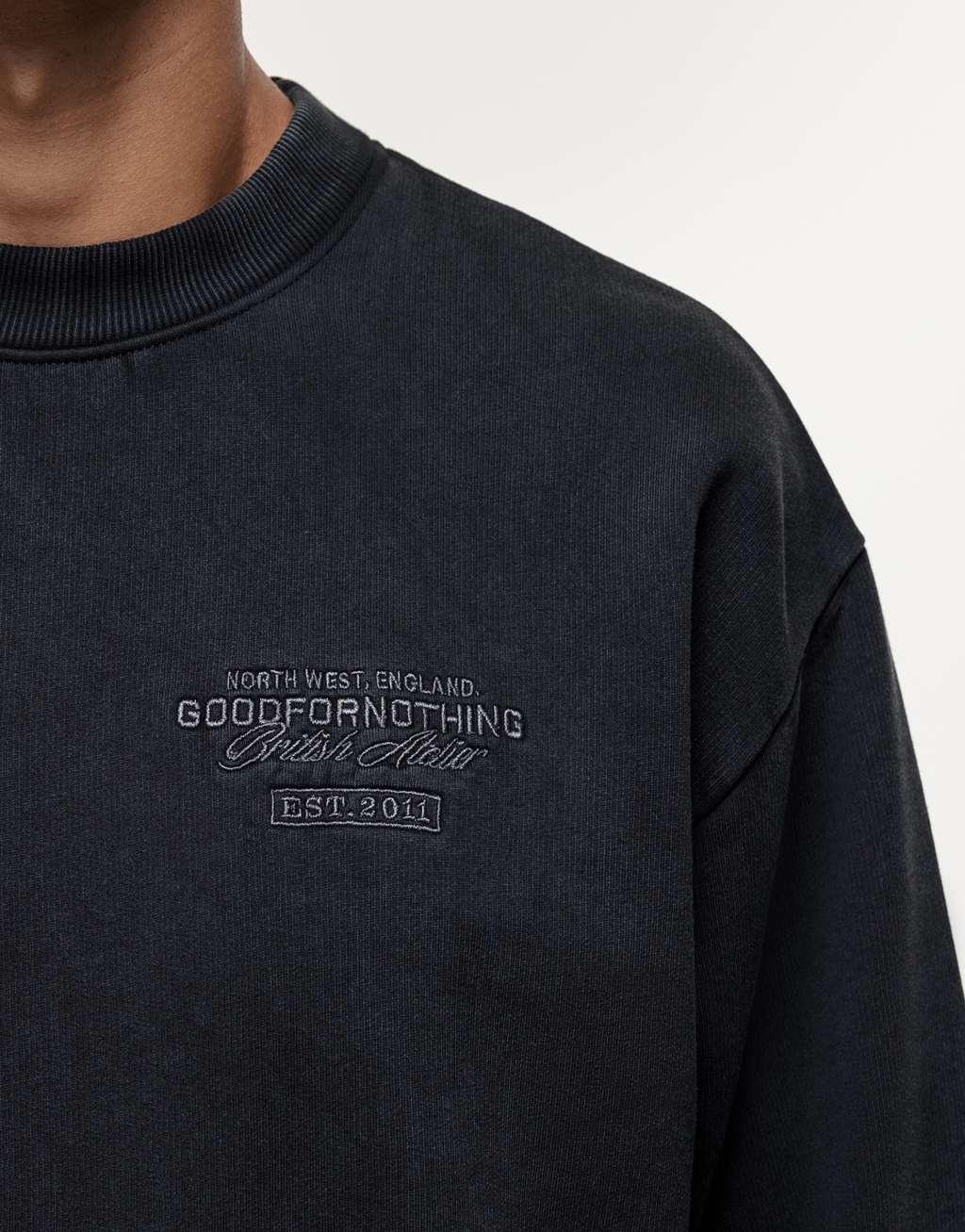 Good For Nothing partial seam sweatshirt in washed black - part of a set Product Image