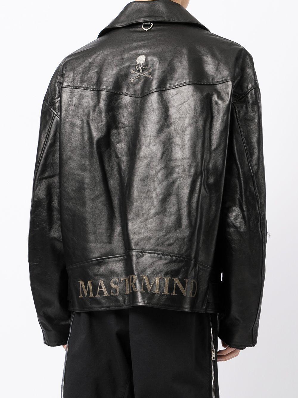 embroidered leather jacket Product Image