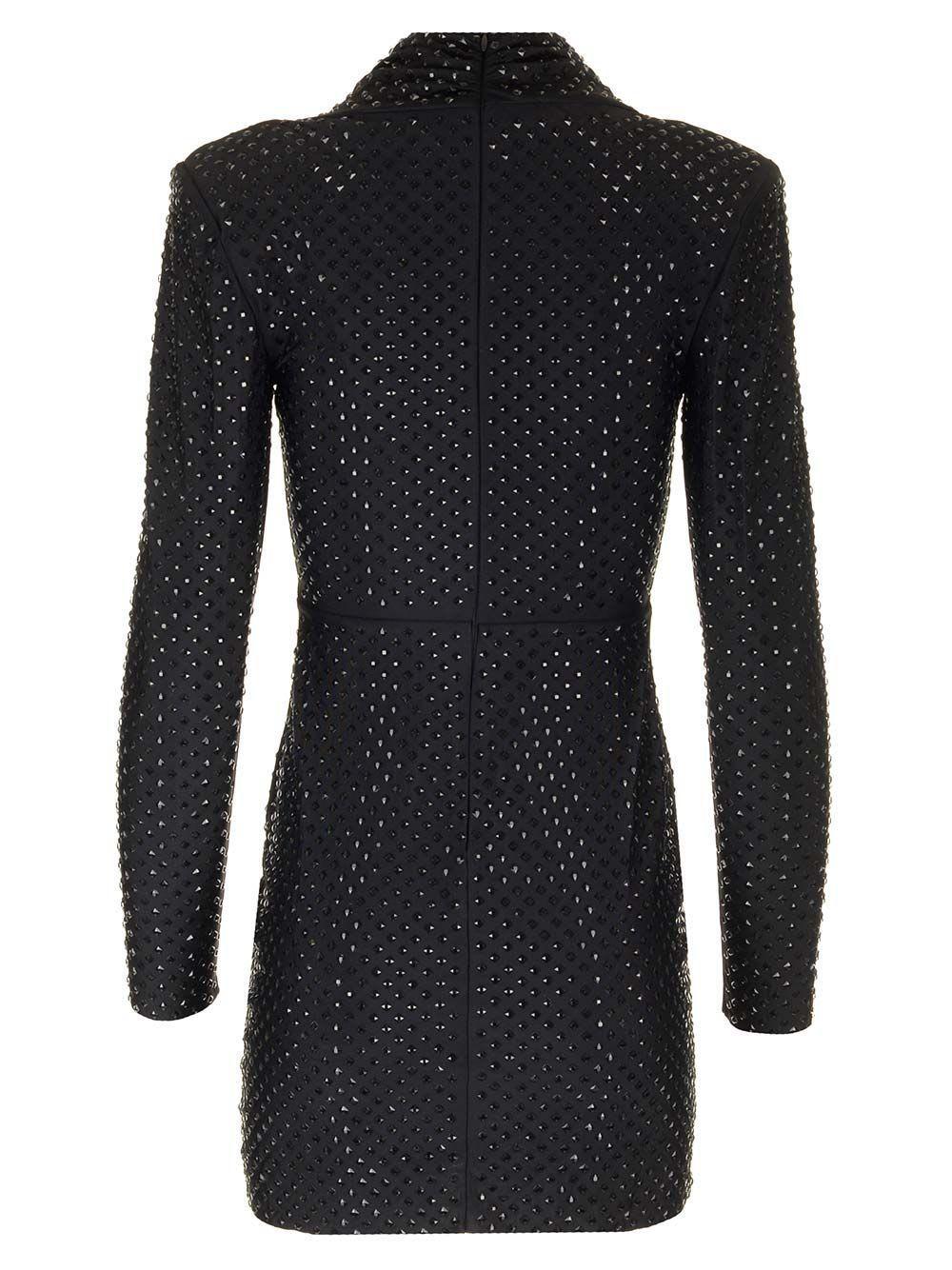 Mini Dress With Rhinestones In Black Product Image