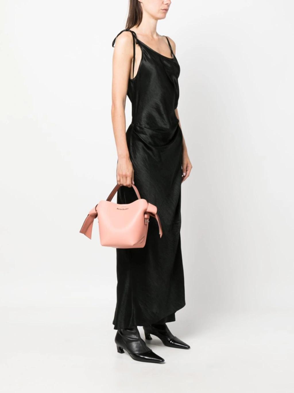 ACNE STUDIOS Mini Musubi Leather Top Handle Bag In Salmon Pink Product Image