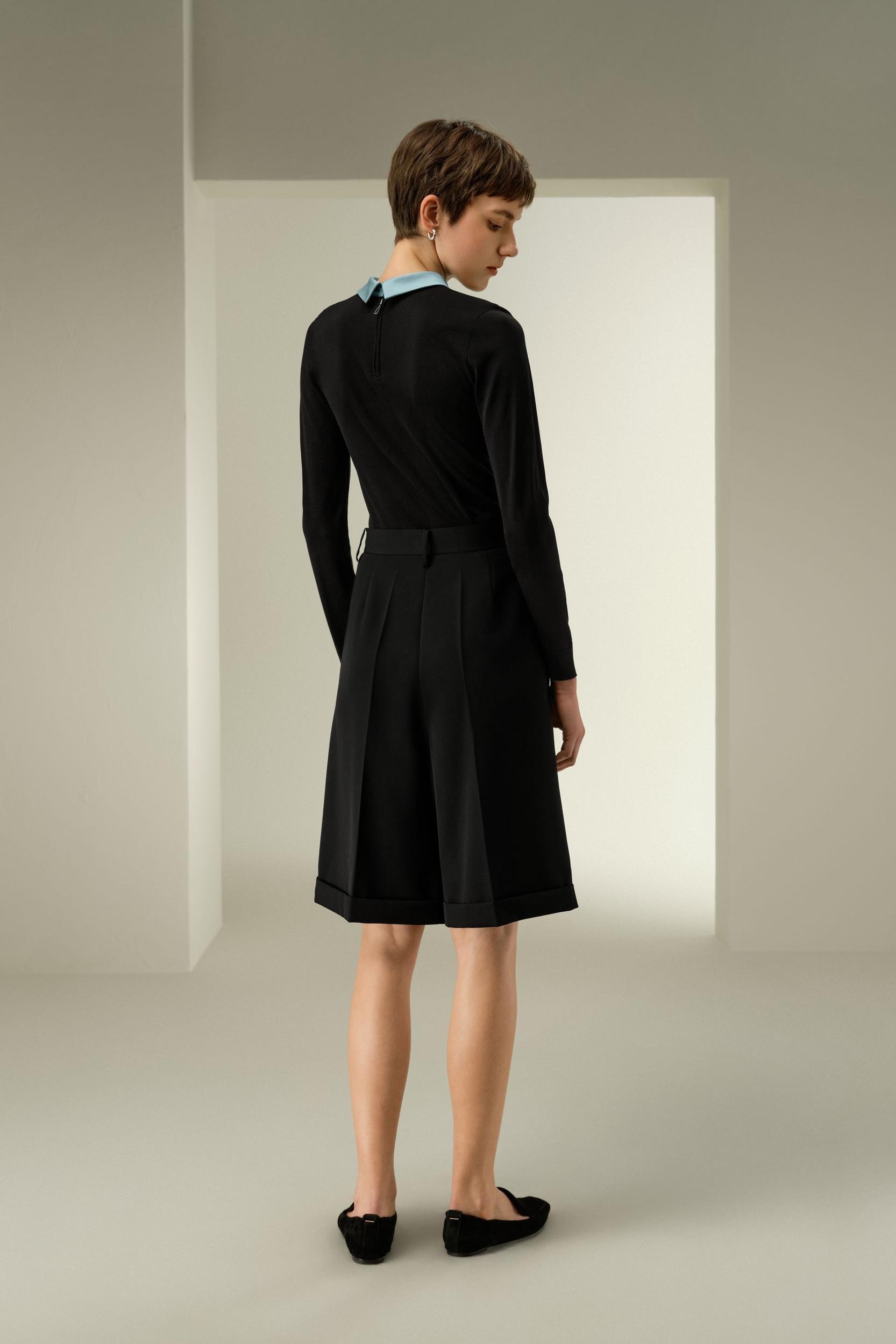 Tailored Knee-Length Wool Shorts Product Image