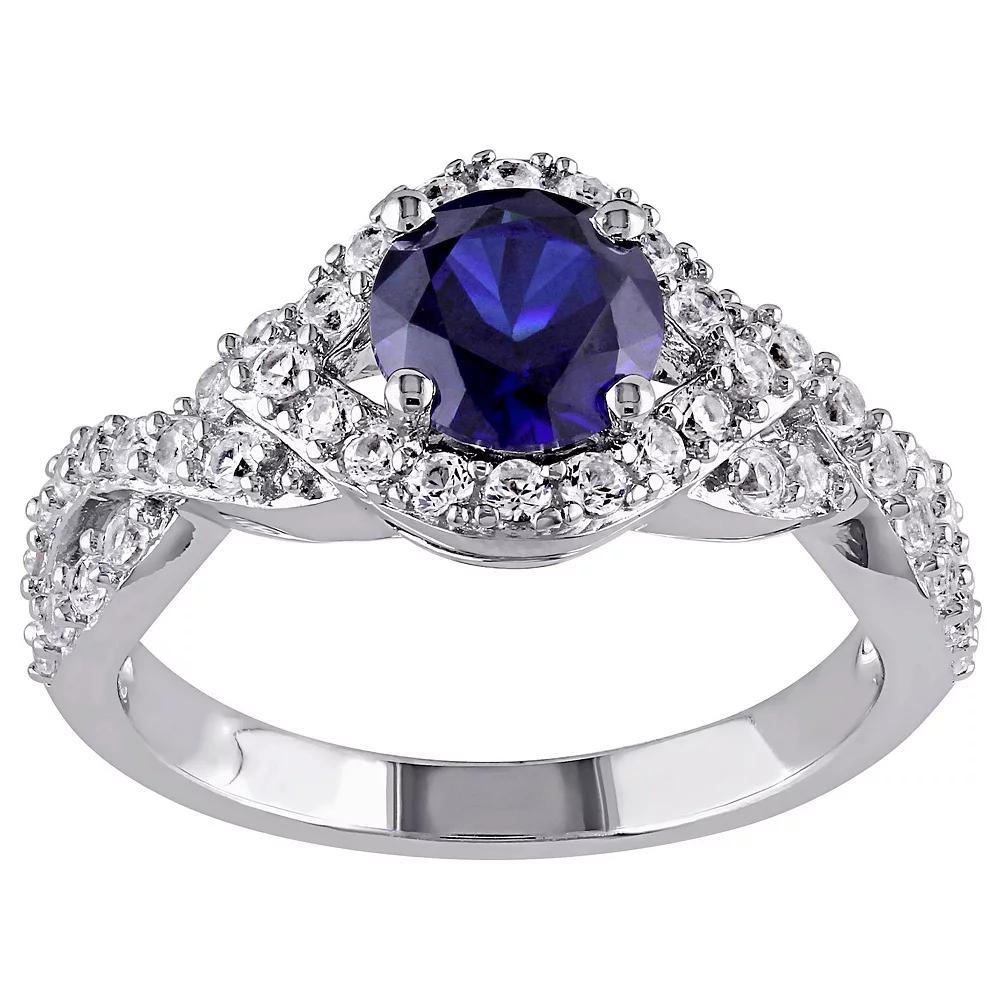 Stella Grace Sterling Silver Lab-Created Blue & White Sapphire Twist Ring, Women's, Size: 6 Product Image