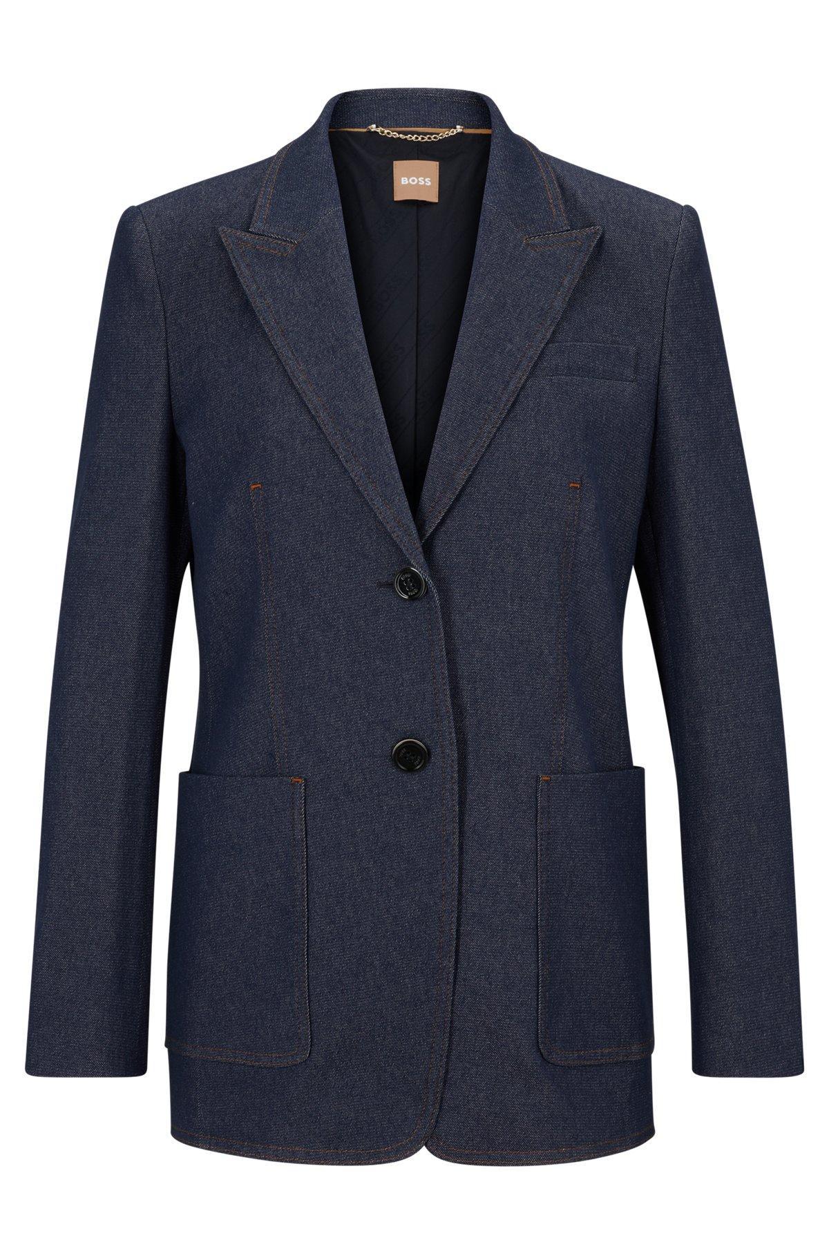 Regular-fit jacket in a denim-look cotton blend Product Image