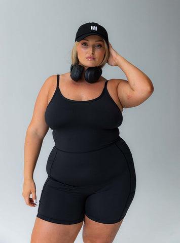 Feel Good Contour Activewear Catsuit Black Curve Product Image