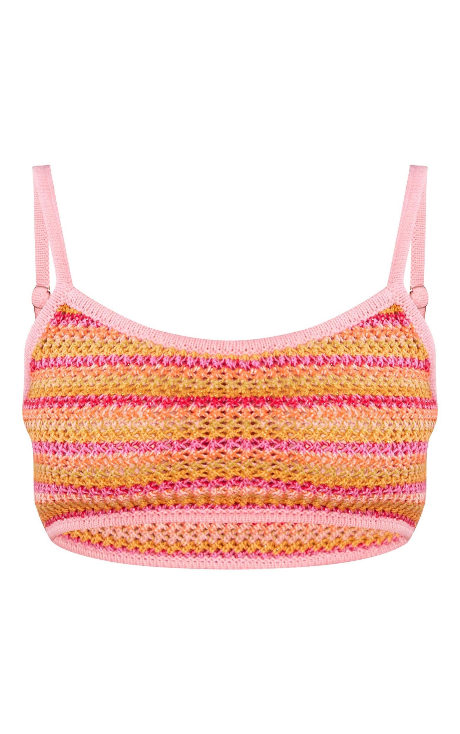 Petite Pink Glitter Knitted Crop Top Product Image