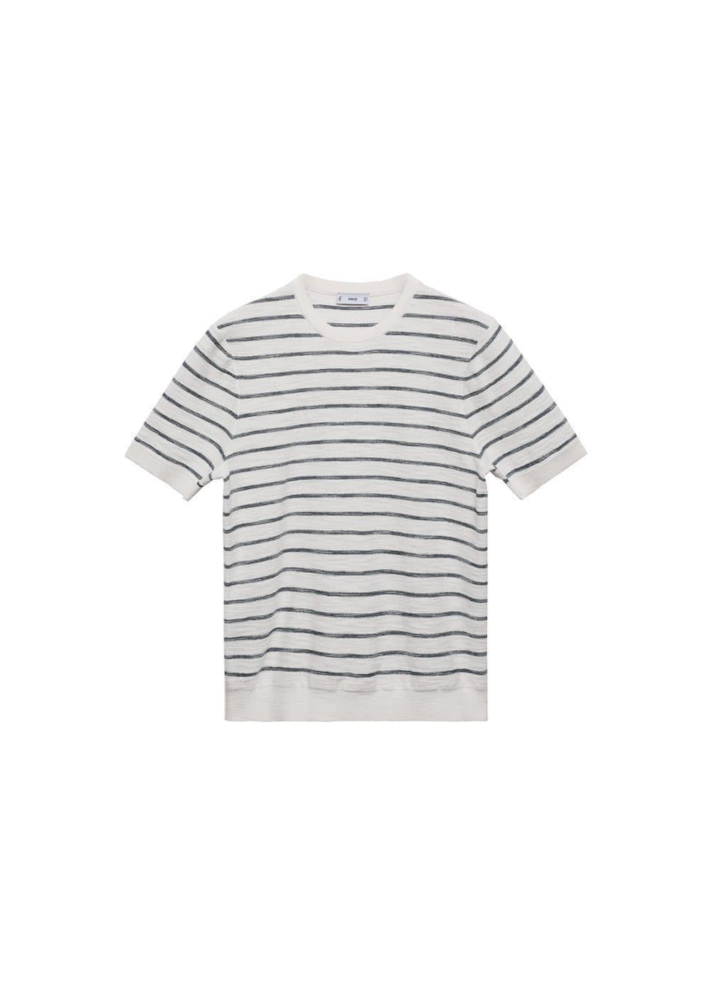 Striped knit cotton t-shirt - Men | MANGO USA Product Image