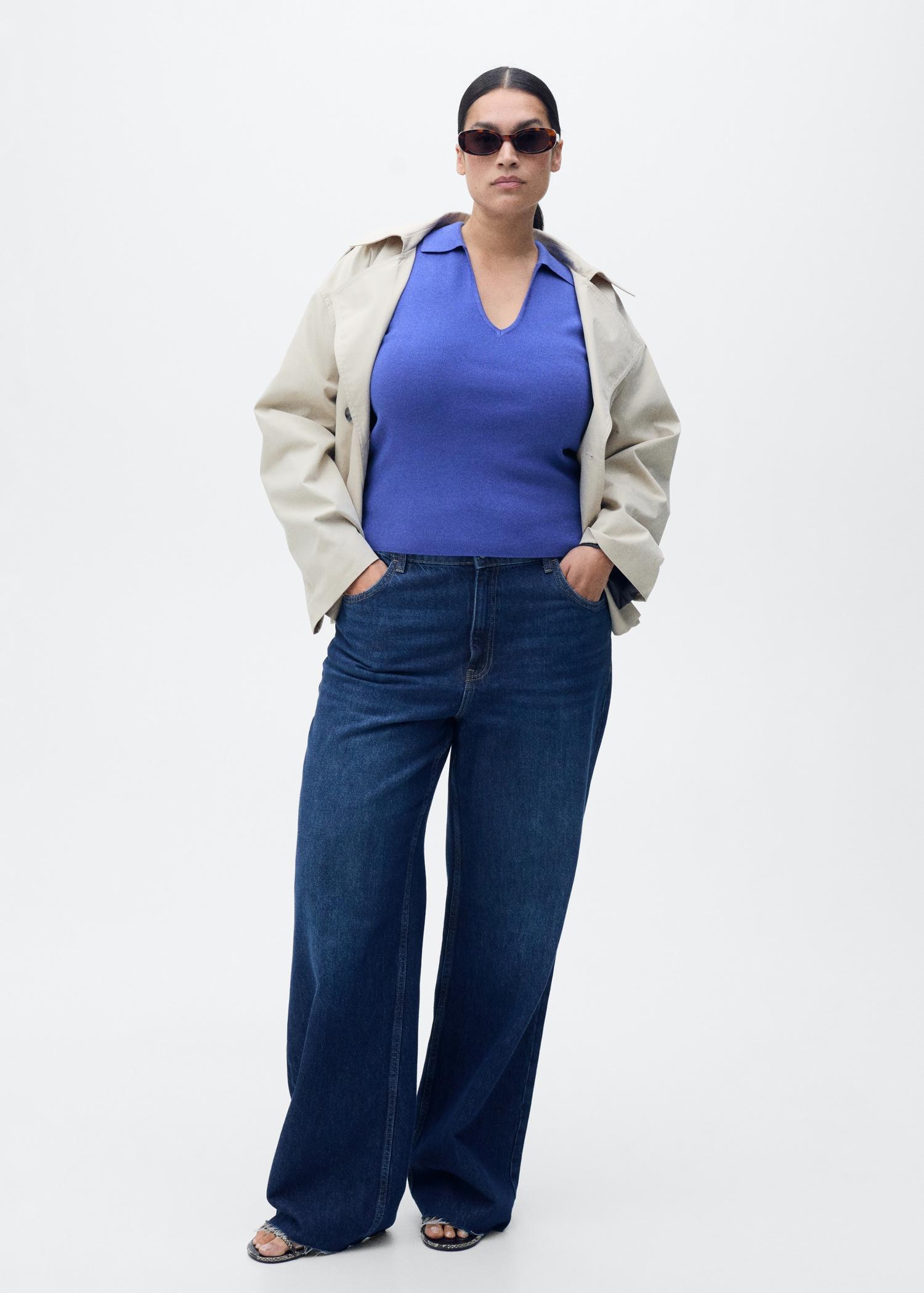 Polo-neck knitted top - Women | MANGO USA Product Image