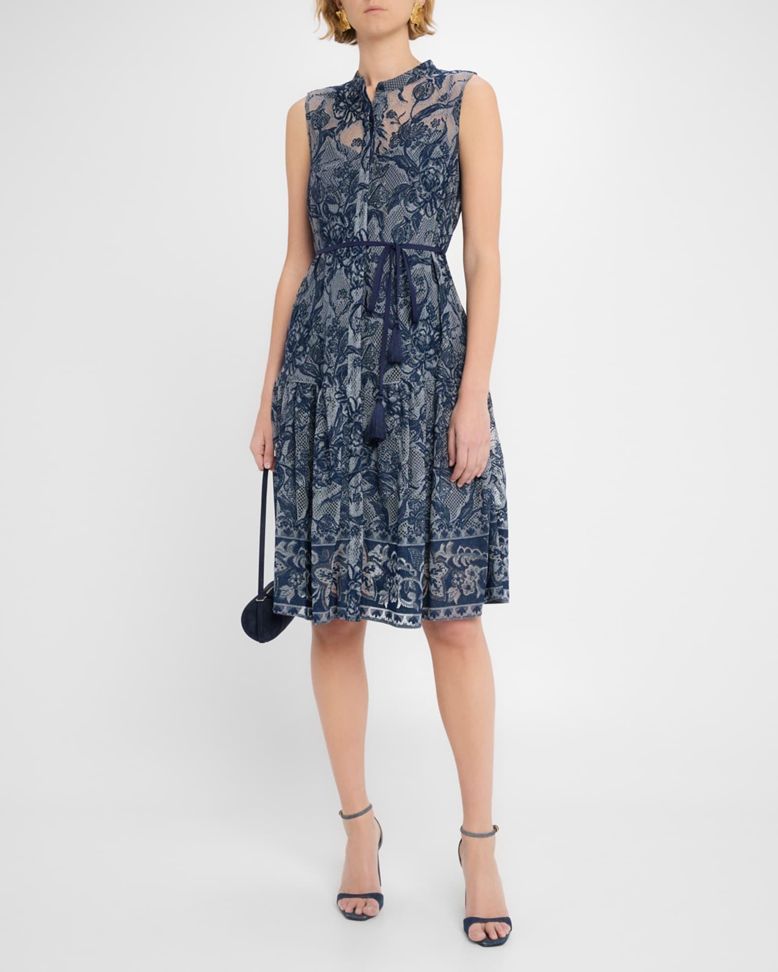 Brien Sleeveless Floral Lace Midi Dress Product Image