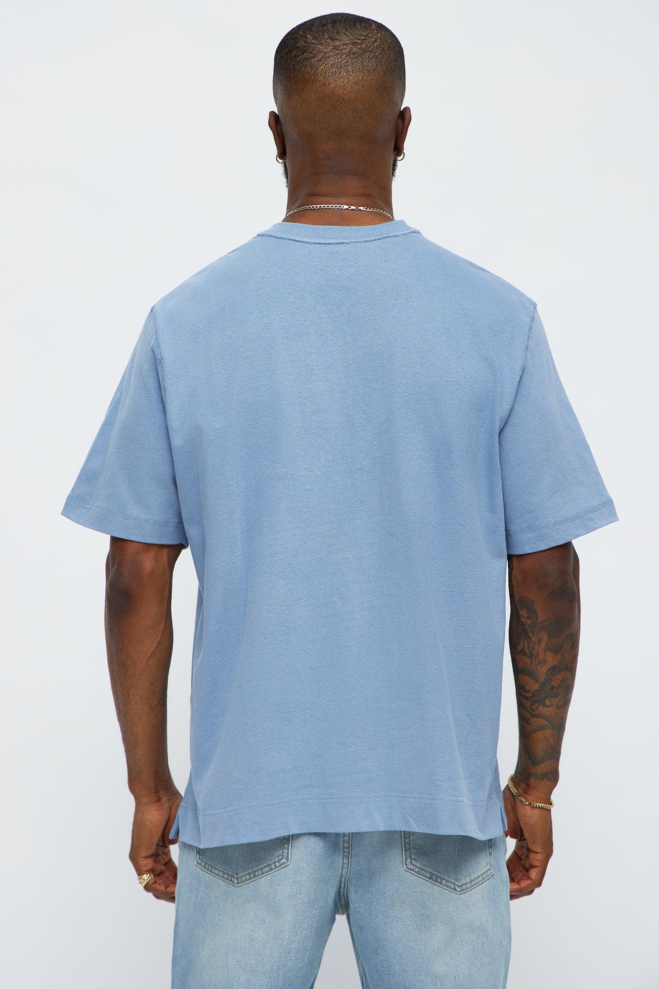 Reverse Seam Cotton Short Sleeve Crew - Light Blue Male Product Image