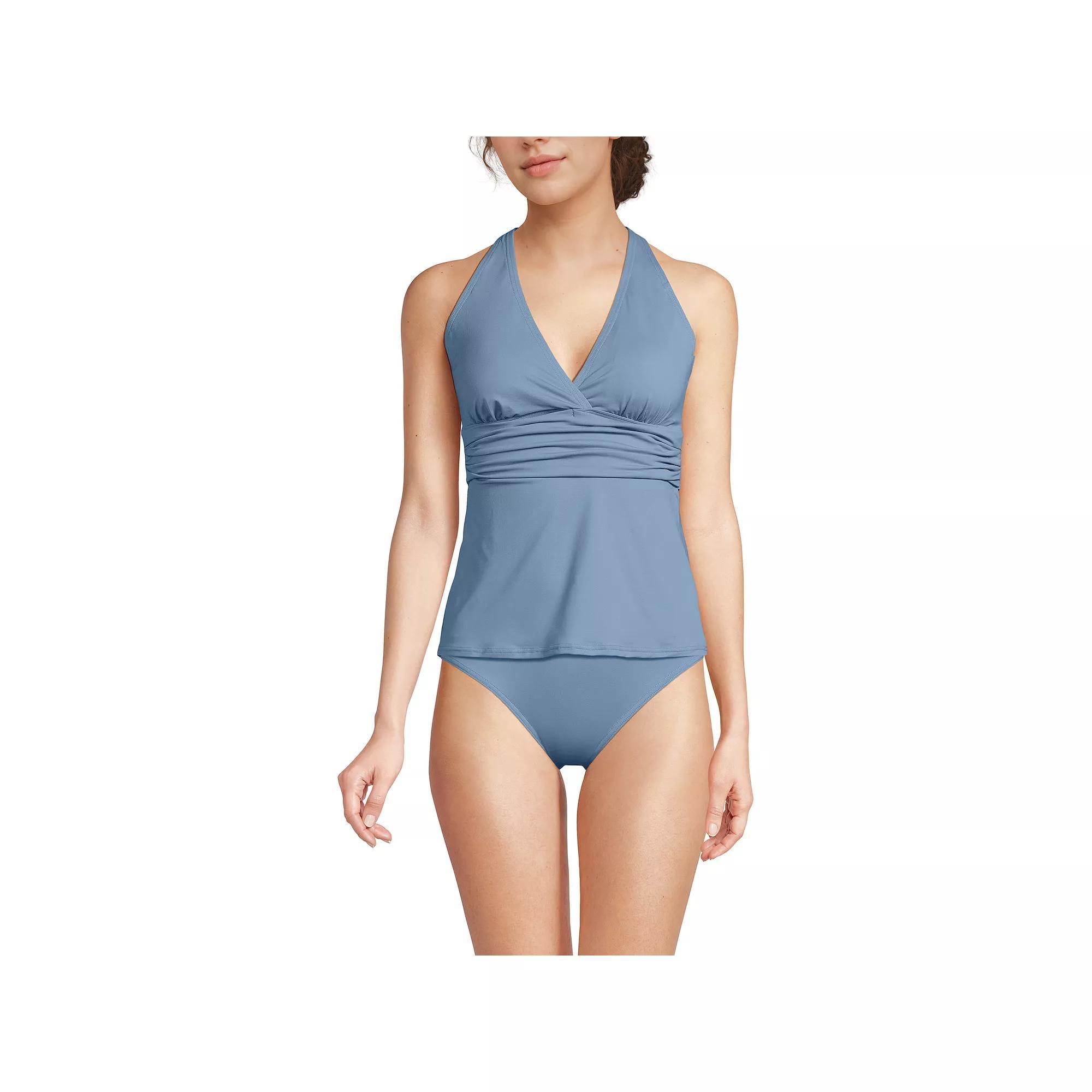 Women's Lands' End V-Neck Plunge X-Back Tankini Top, Size: XL, White Ditsy Floral Product Image