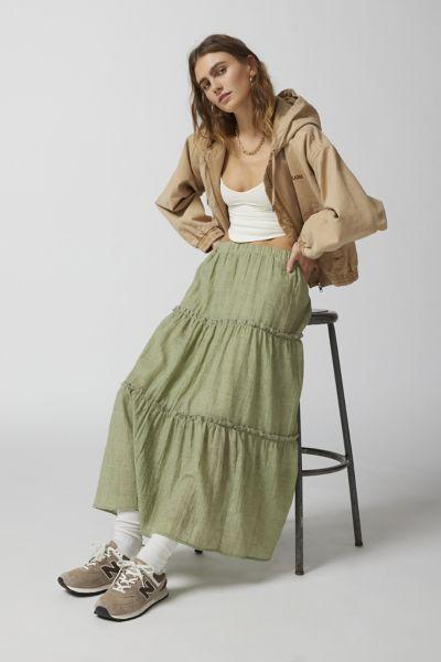 Urban Renewal Remnants Crepe Tiered Midi Skirt Womens at Urban Outfitters Product Image