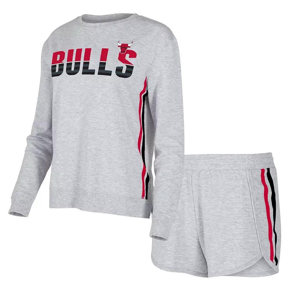 Women's Concepts Sport Gray Chicago Bulls Cedar Long Sleeve T-Shirt & Shorts Sleep Set, Size: Small, Grey Product Image