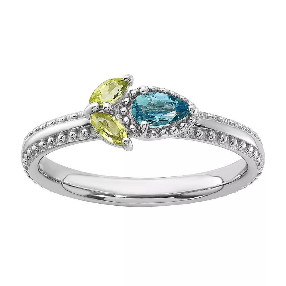 Stacks & Stones Sterling Silver Gemstone Flower Stackable Ring, Women's, Size: 7, Citrine Product Image