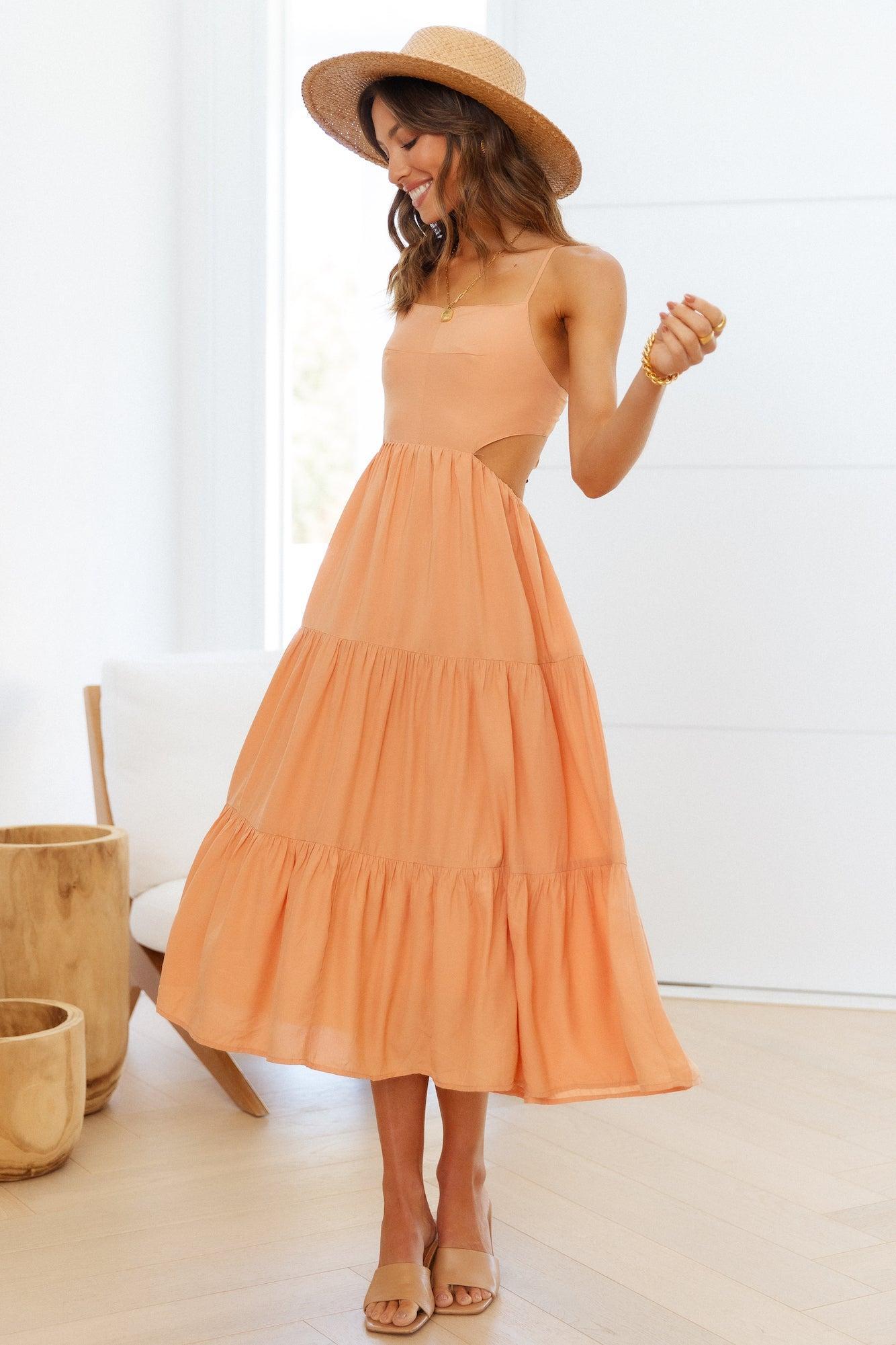 Boho Vibes Midi Dress Orange Product Image