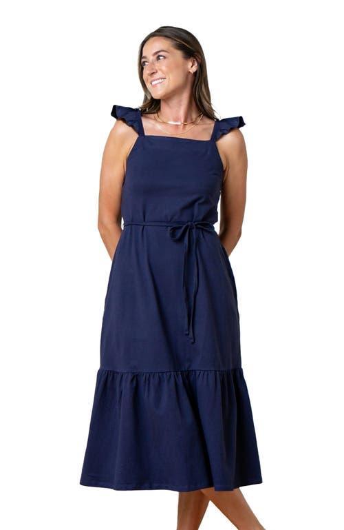 Hope & Henry Women's Organic Knit Flounce Dress in Navy Flutter Sleeve at Nordstrom, Size 2 Product Image