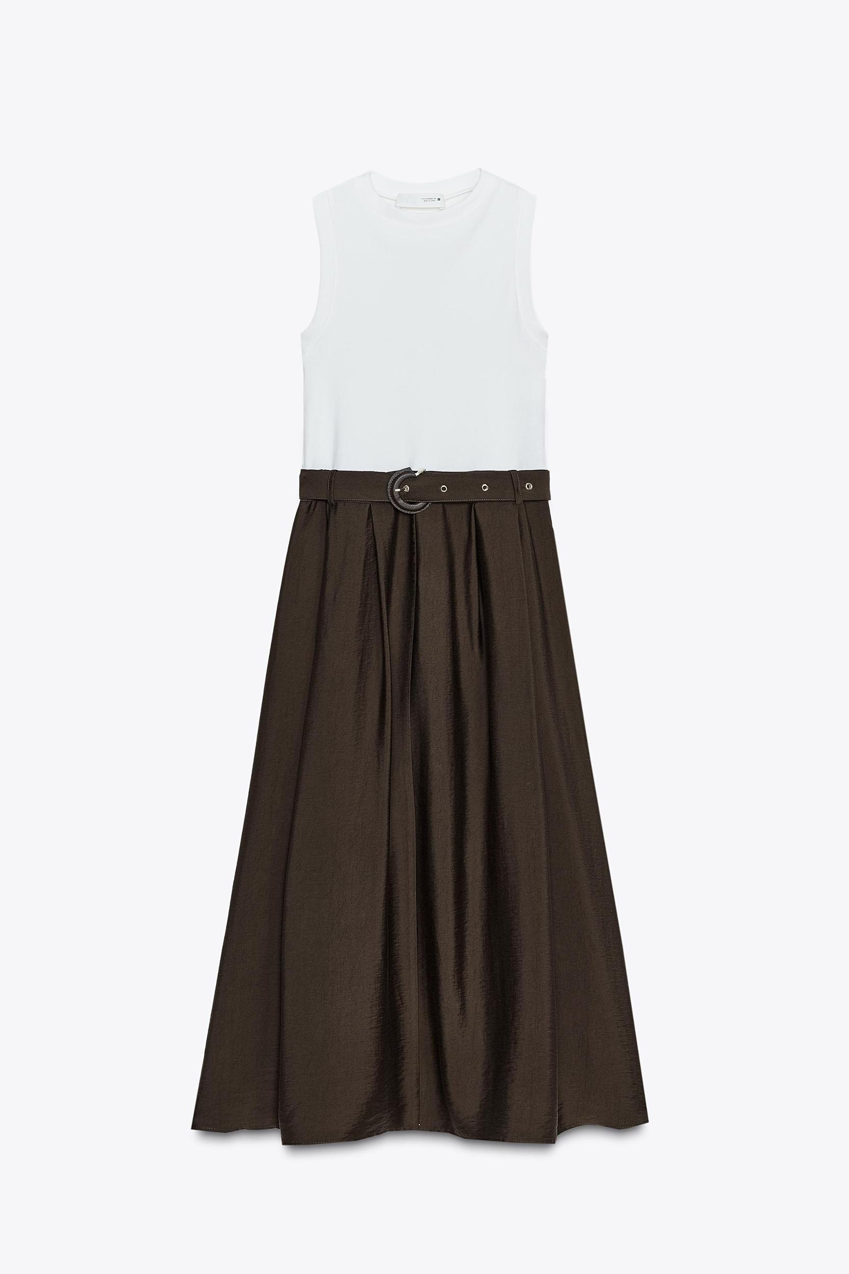 BELTED COMBINATION MIDI DRESS Product Image
