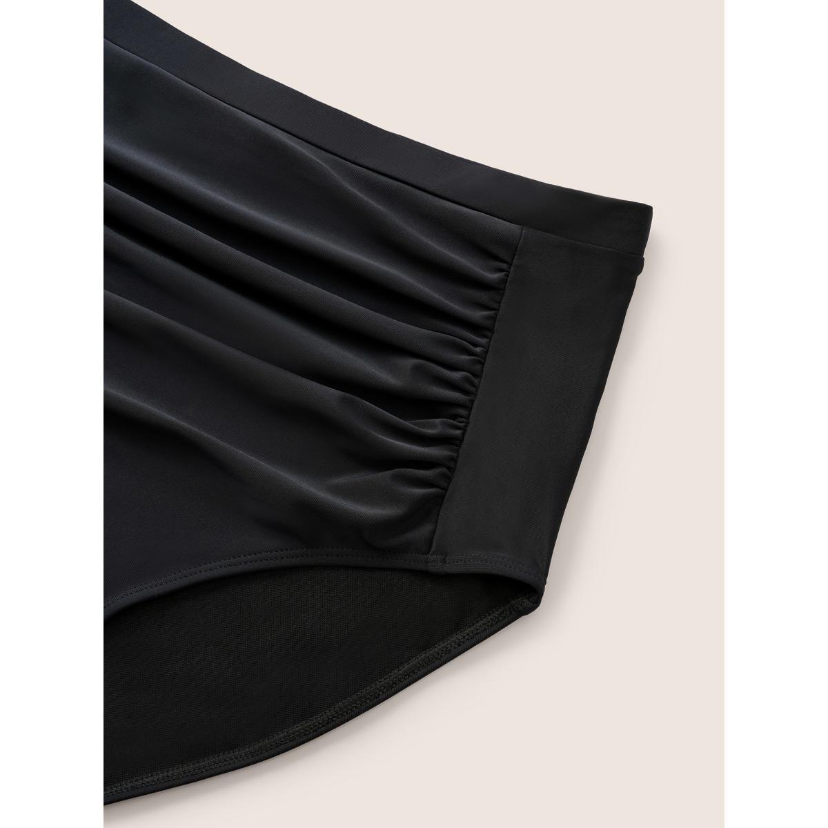 Plus Size Ruched Detail High Rise Skinny Swim Bottom Women's Swimwear Black Beach Lined High stretch Skinny High Rise Curve Swim Bottoms BloomChic 22-24/3X Product Image