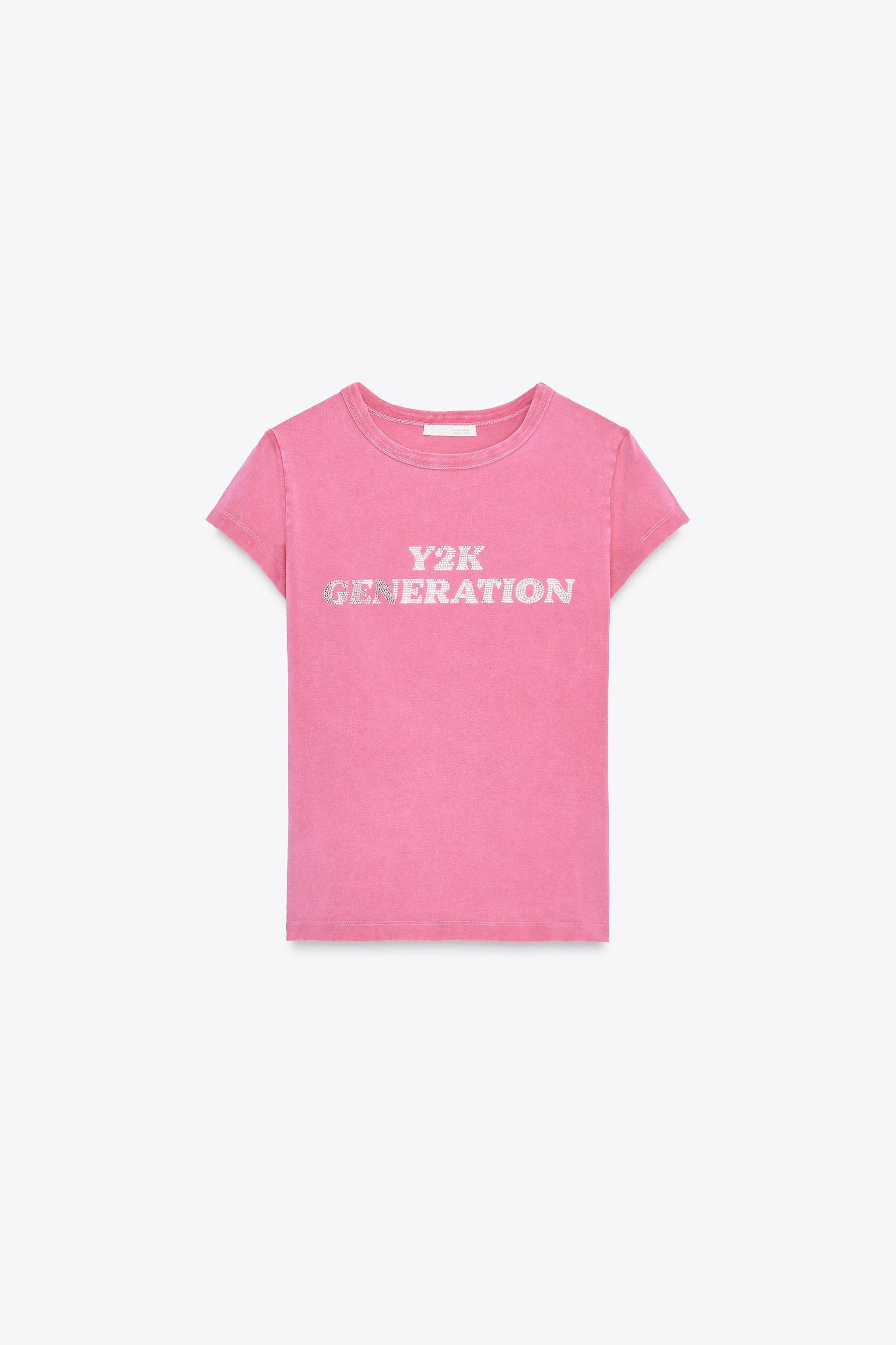 WASHED EFFECT RHINESTONE T-SHIRT Product Image