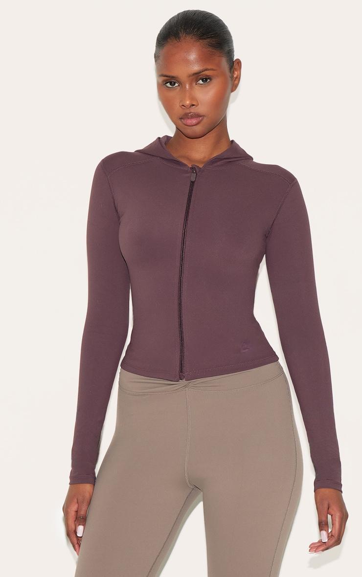 Dark Chocolate Sculpt Hooded Gym Jacket Product Image