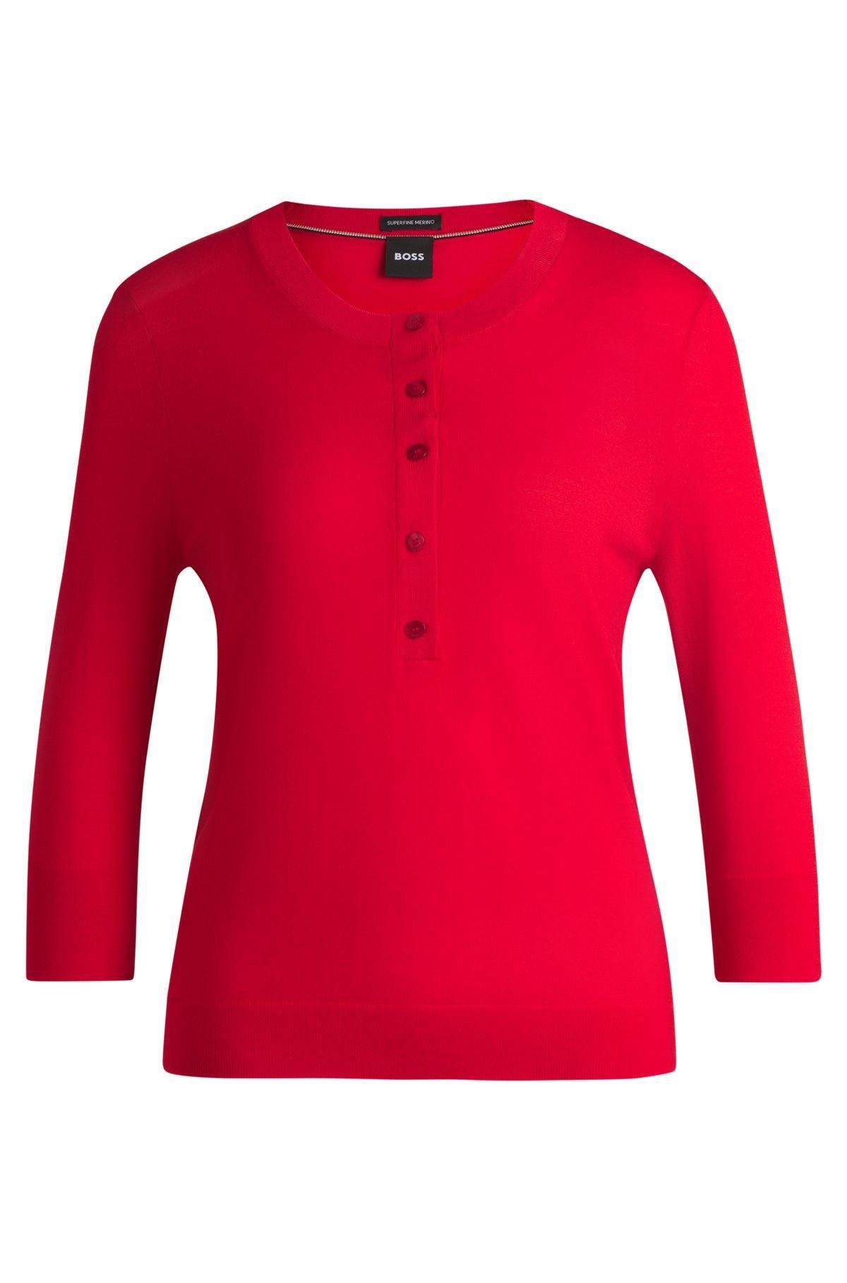 Henley-neck sweater in Merino wool Product Image