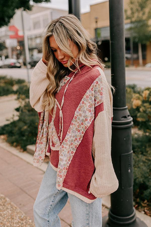 Peaceful Moment Knit Hoodie in Aurora Red Product Image