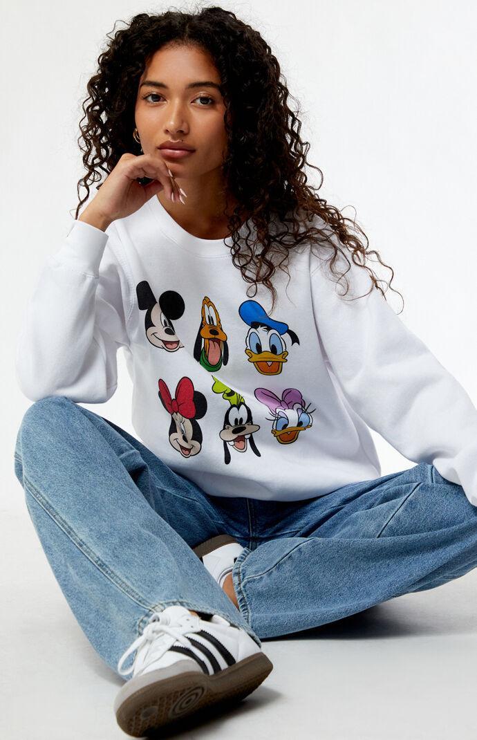 Disney's Mickey & Friends Men's Group Shot Heads Sweatshirt, Size: Medium, White Product Image