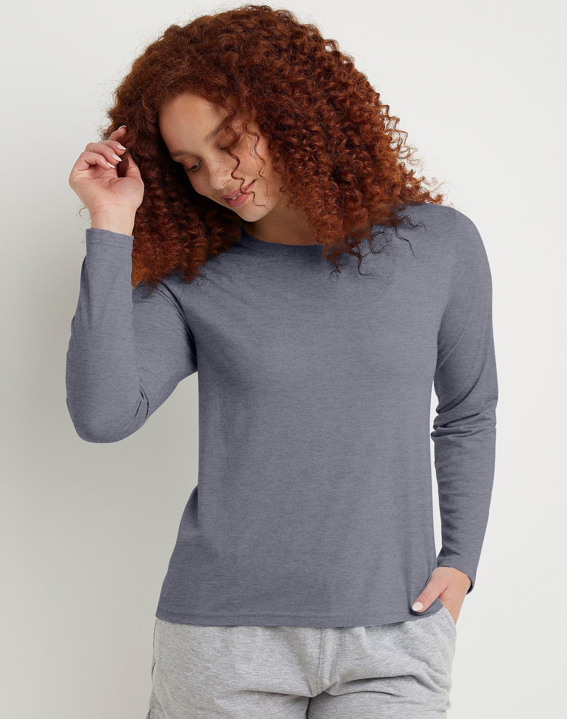 Hanes Originals Womens Tri-Blend Long-Sleeve T-Shirt Black XL Product Image