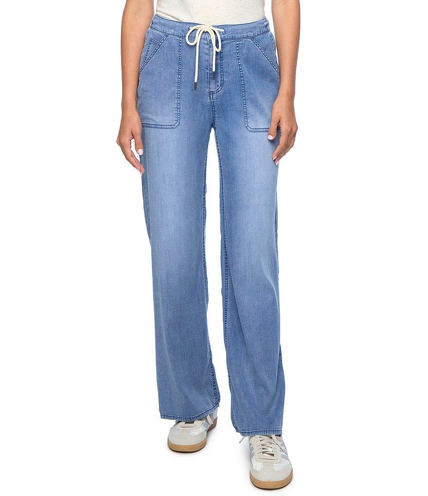 Flag and Anthem Bluffton Mid Rise Wide Leg Pull-on Lightweight Denim Pants Product Image