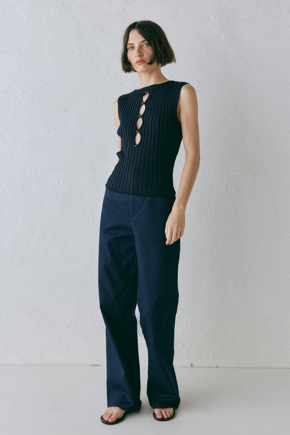 Billie Knit Top Navy Product Image